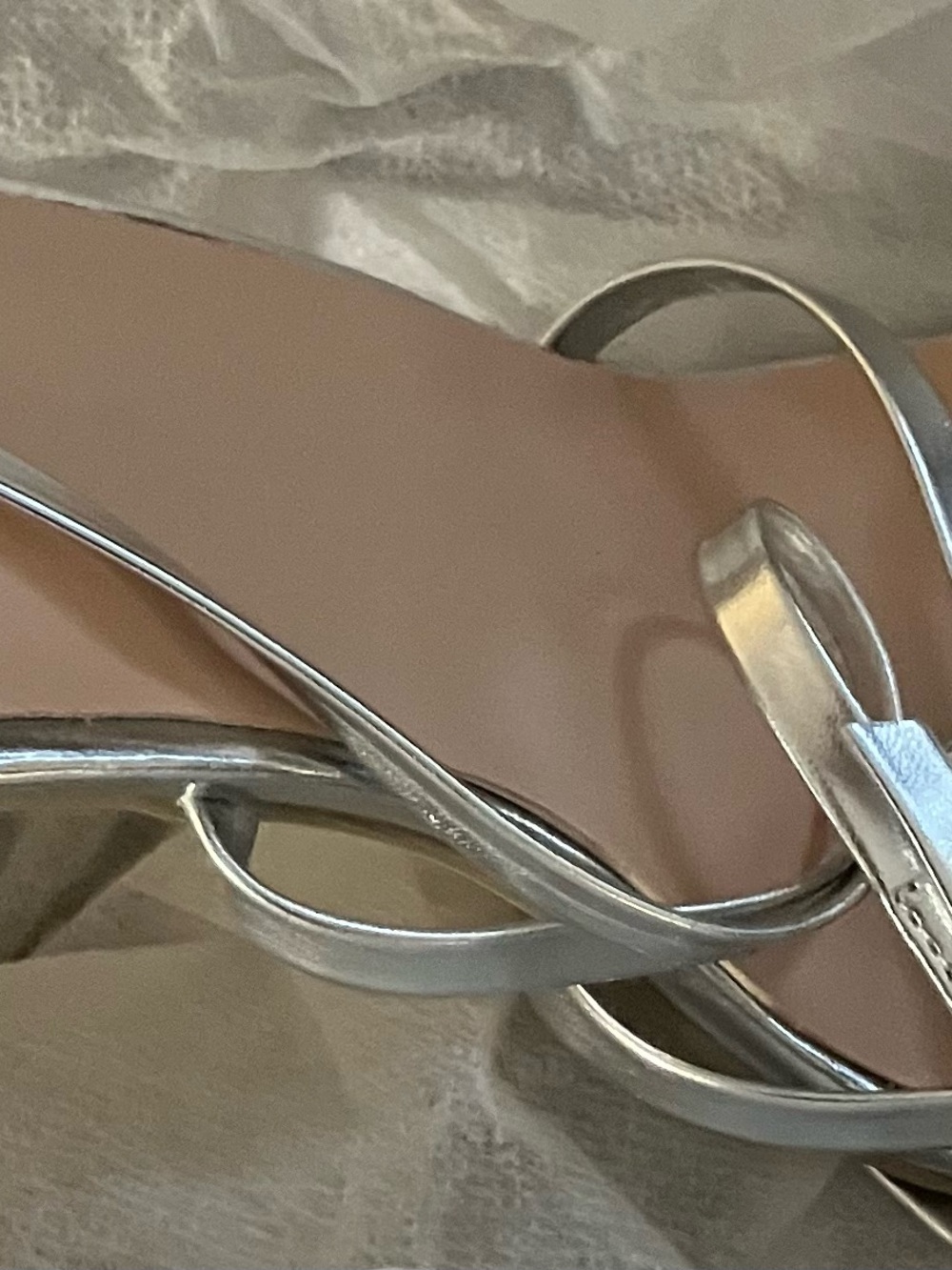 Metallic Silver Strappy Heel Sandals Size 7